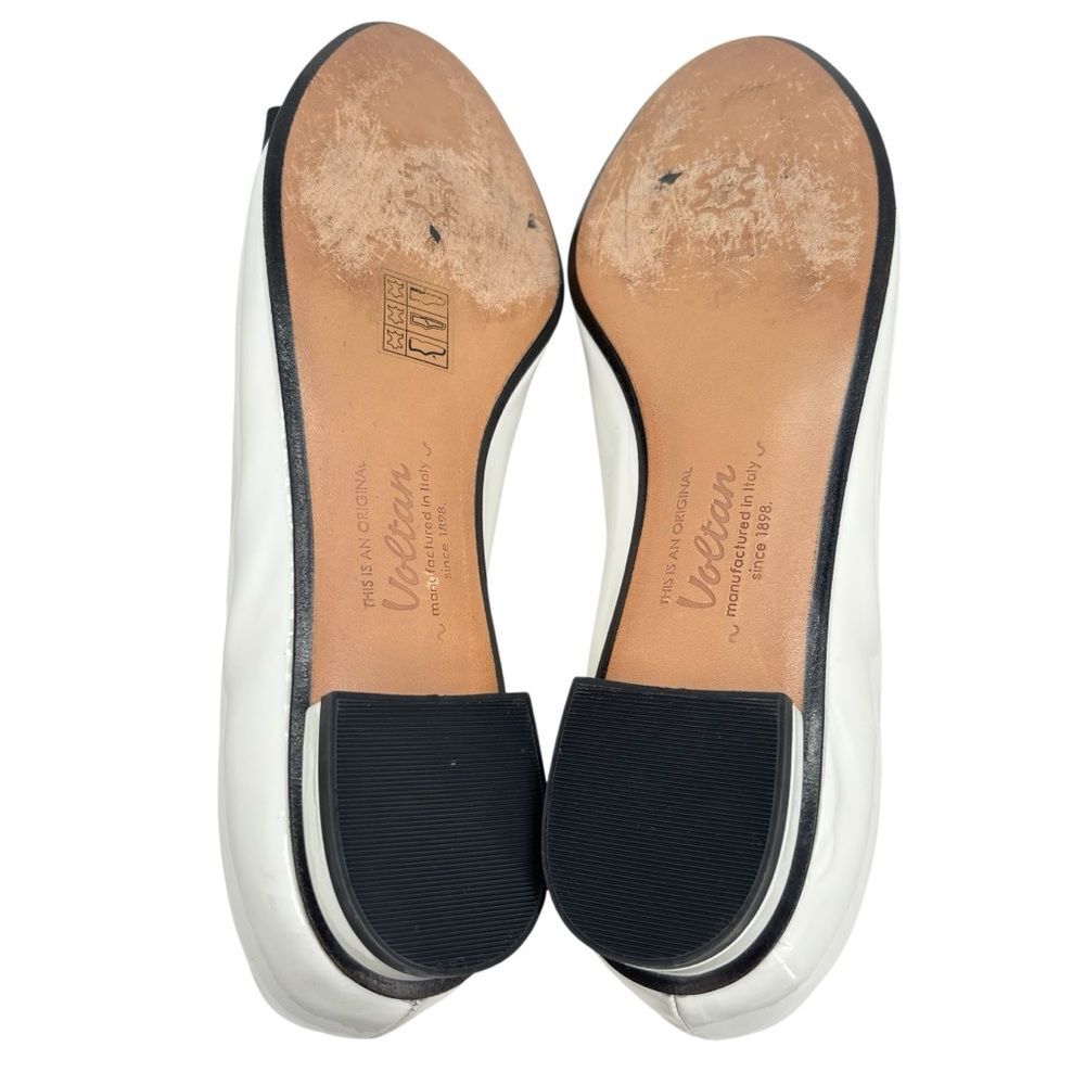 Voltan Patent Leather Bow Flats Black White Sz. 10.5/41 - Picture 5 of 8